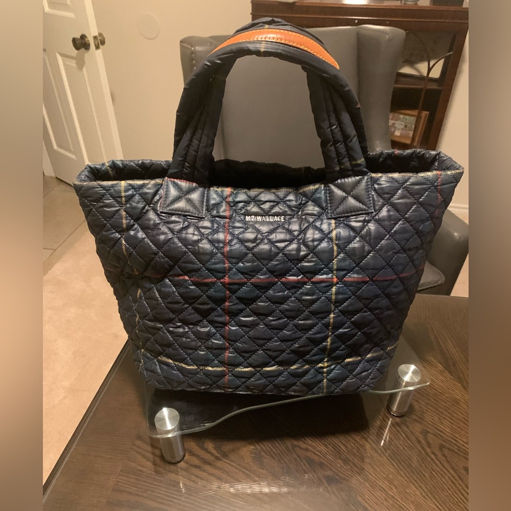MZ Wallace Quilted Tote - Navy and Orange